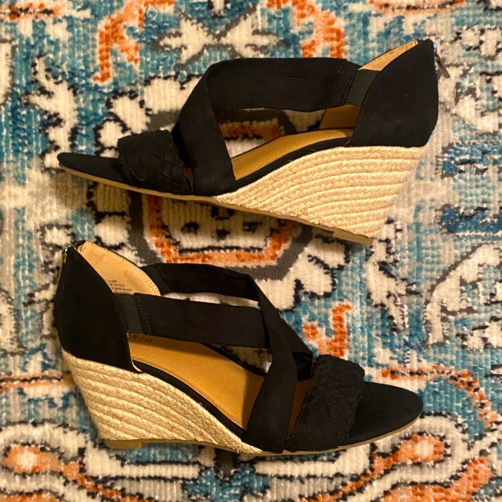 TORRID Black Braided Strap Wedges
